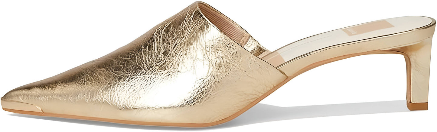 Dolce Vita - Women's Lexy Pointed Toe Kitten Heeled Slip On Mules