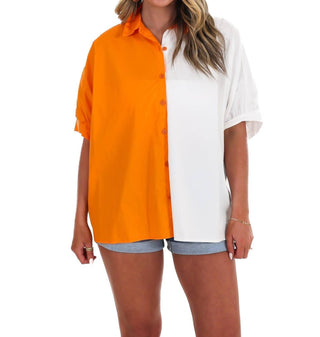 Day + Moon - Two Tone Button Down Top