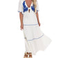 Blue Blush - Embroidered Dreams Tiered Midi Dress