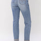 Judy Blue - Mid Rise Knee Destroyed Cuffed Long Boyfriend Denim Jeans