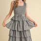 &Merci - Multi Stripe Smocked Bodice Layered Midi Dress