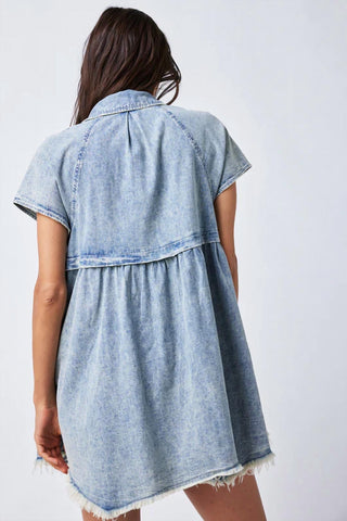 Free People - Vestido curto jeans Ronnie