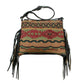 American West - Women's Hand Woven Tapestry Zip Top Shoulder Bag With Fringe