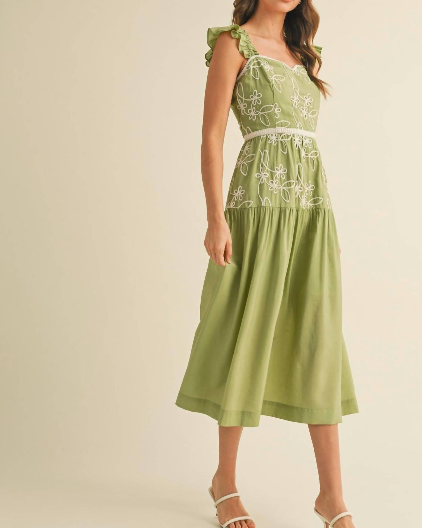 &Merci - Floral Embroidered Midi Dress