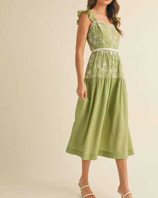 &amp;Merci - Vestido Midi Bordado Floral