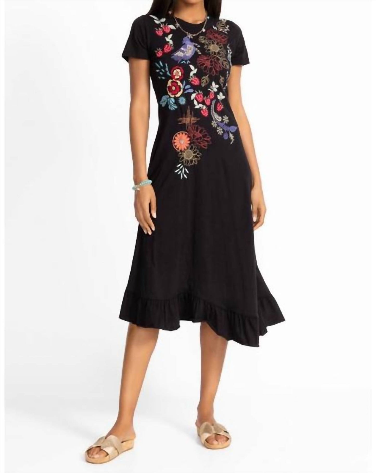 Johnny Was - ASYMMETRIC RUFFLE FLOUNCE SHORT SLEEVE DRESS CORA