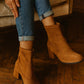 Pierre Dumas - Women's Suede Western Chic Block Heel Ankle Booties