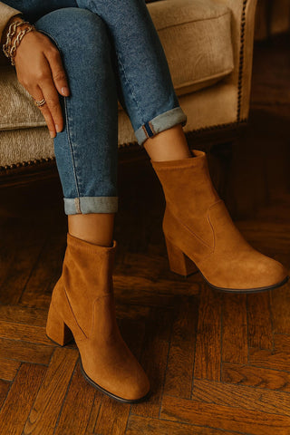 Pierre Dumas - Women's Suede Western Chic Block Heel Ankle Booties