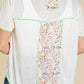 Pol - V-neck Contrast Seam Mixed Print Top