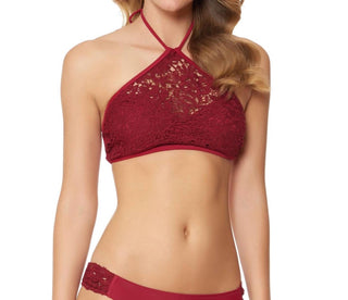 Jessica Simpson - Top de biquíni de crochê com decote alto e alças finas