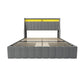Bed With LED Lights, 4 Drawers, Winged Headboard Upholstered