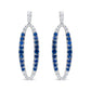 18K White Gold 1.11 Cttw Blue Round Diamond and Blue Sapphire Openwork Oval Shaped Dangle Earrings (F-G Color, VS1-VS2 Clarity)