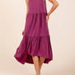 Mittoshop - Ruffle Mock Neck Hi Low Maxi Dress