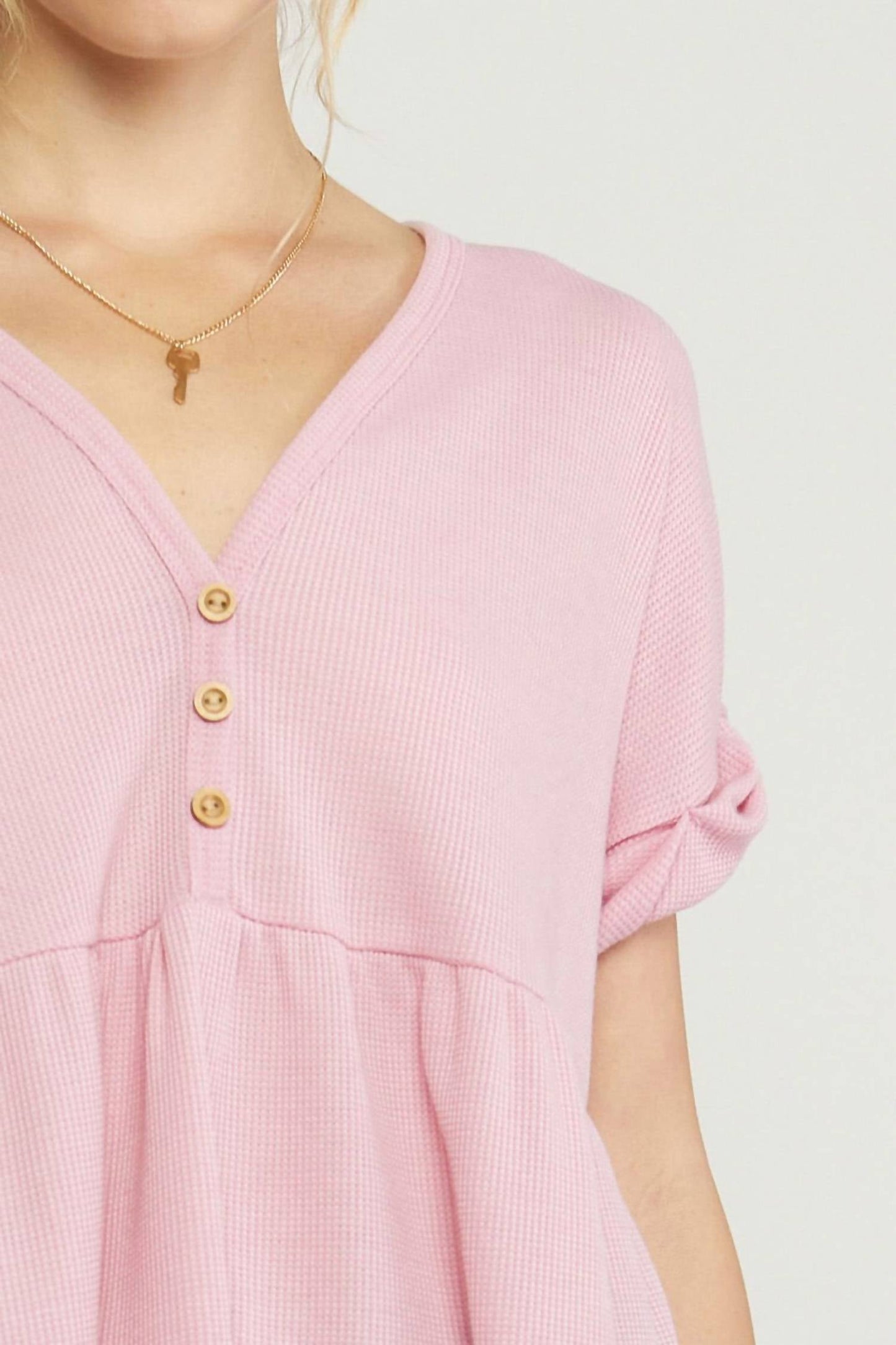Entro - Waffle Knit Babydoll Top