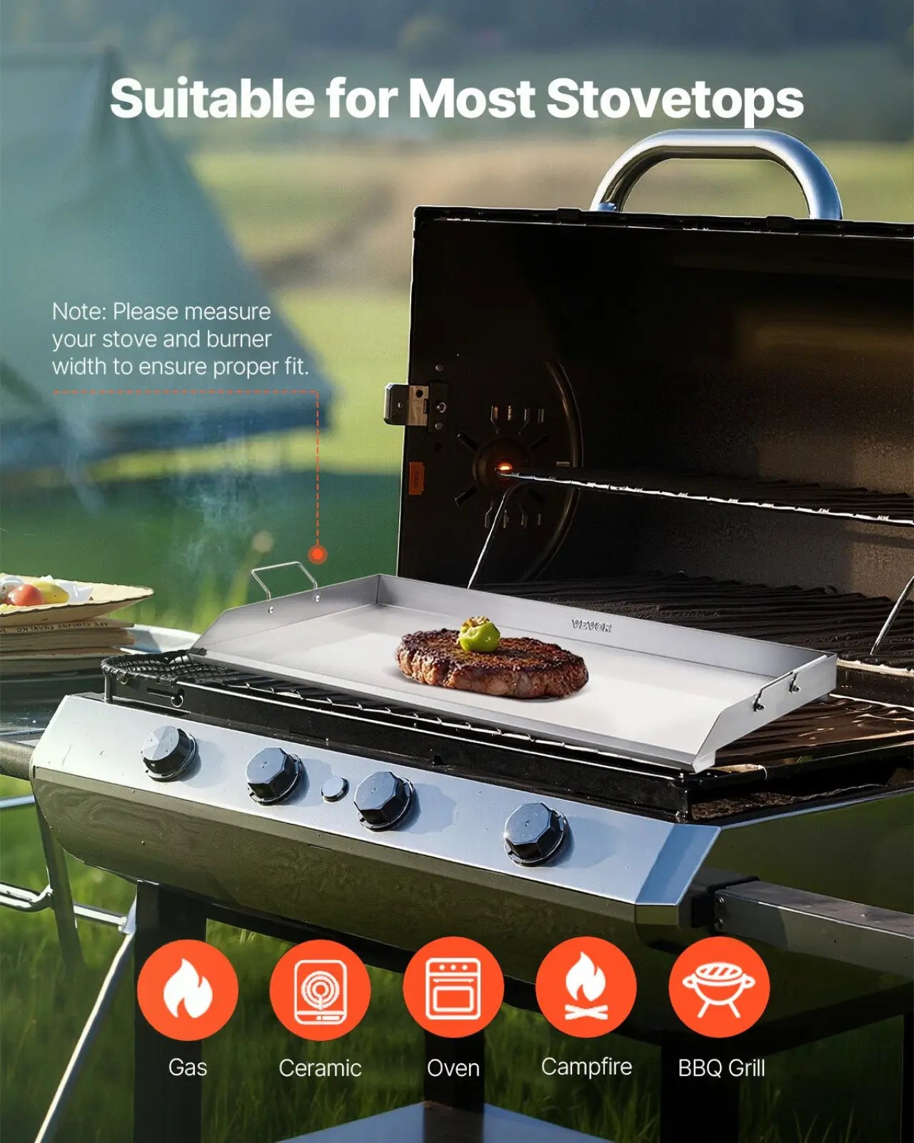 36x22 Stainless Steel Flat Top Griddle Bbq Grill Pan