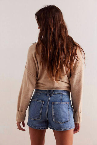 Free People - Shorts jeans com bolso aplicado Bettie Sailor