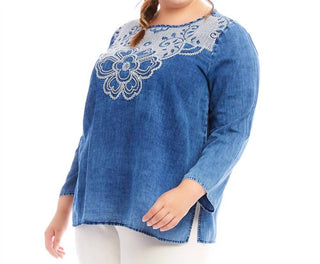 Karen Kane - Embroidered Boatneck Tunic - Plus