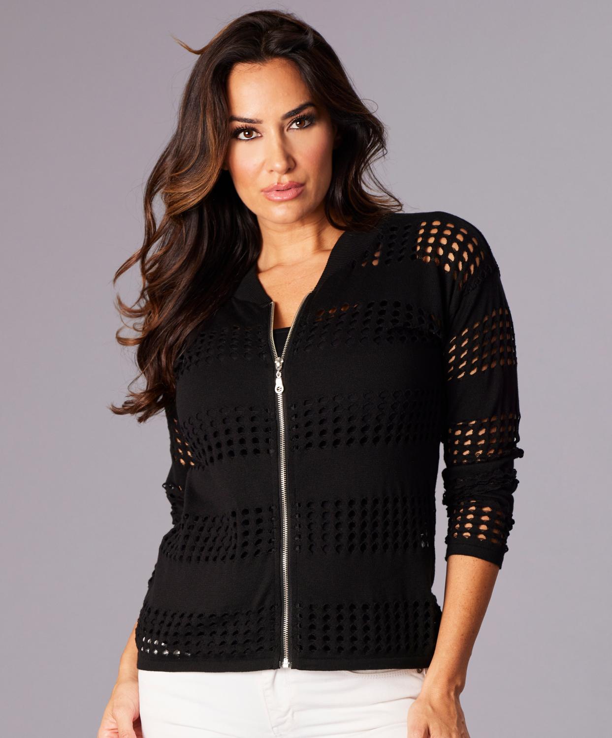 Angel Apparel - Crochet Zip Bomber Jacket