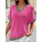 1 The Woman - Leopard Trim V-neck Top