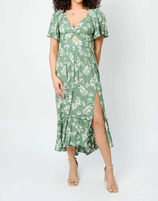 Angie - Vestido longo com nó floral