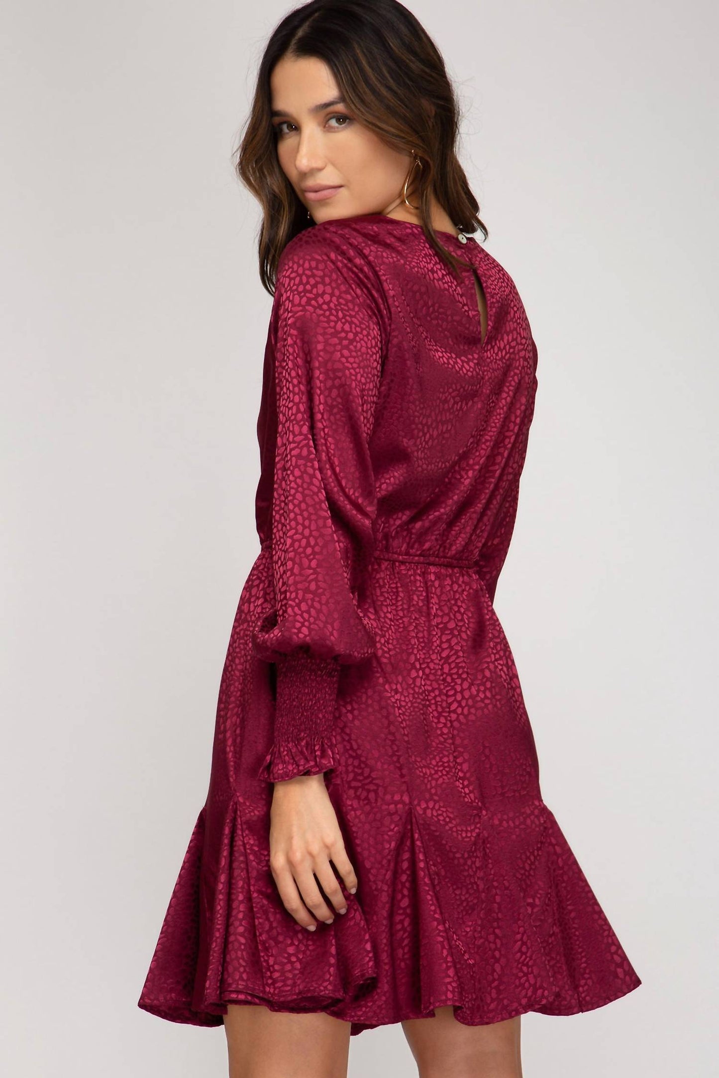 She + Sky - Animal Jacquard Godet Dress