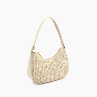Like Dreams - Bolsa de ombro feminina Nyomi com alça superior e estampa floral de palha