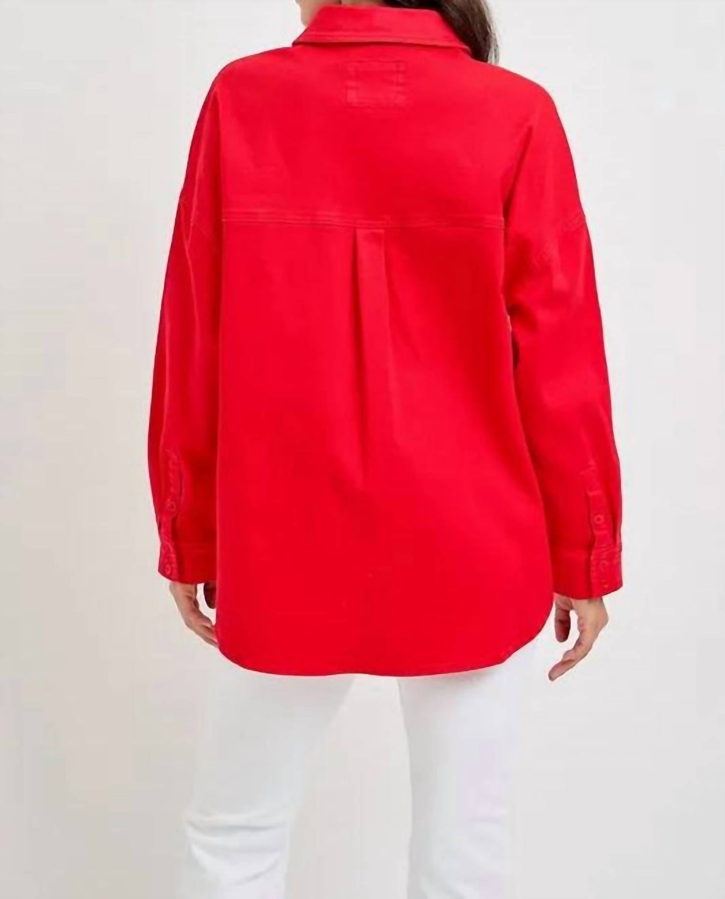 Risen - Button Down Long Sleeve Denim Shacket With Chest Pockets