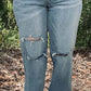 Judy Blue - Mid Rise Tummy Control Distressed Wide Leg Jeans - Plus
