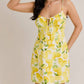Le Lis - Lemon Shirred Neck Low Waist Mini Dress