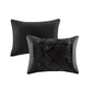 7 Piece Tufted Comforter Set Black King