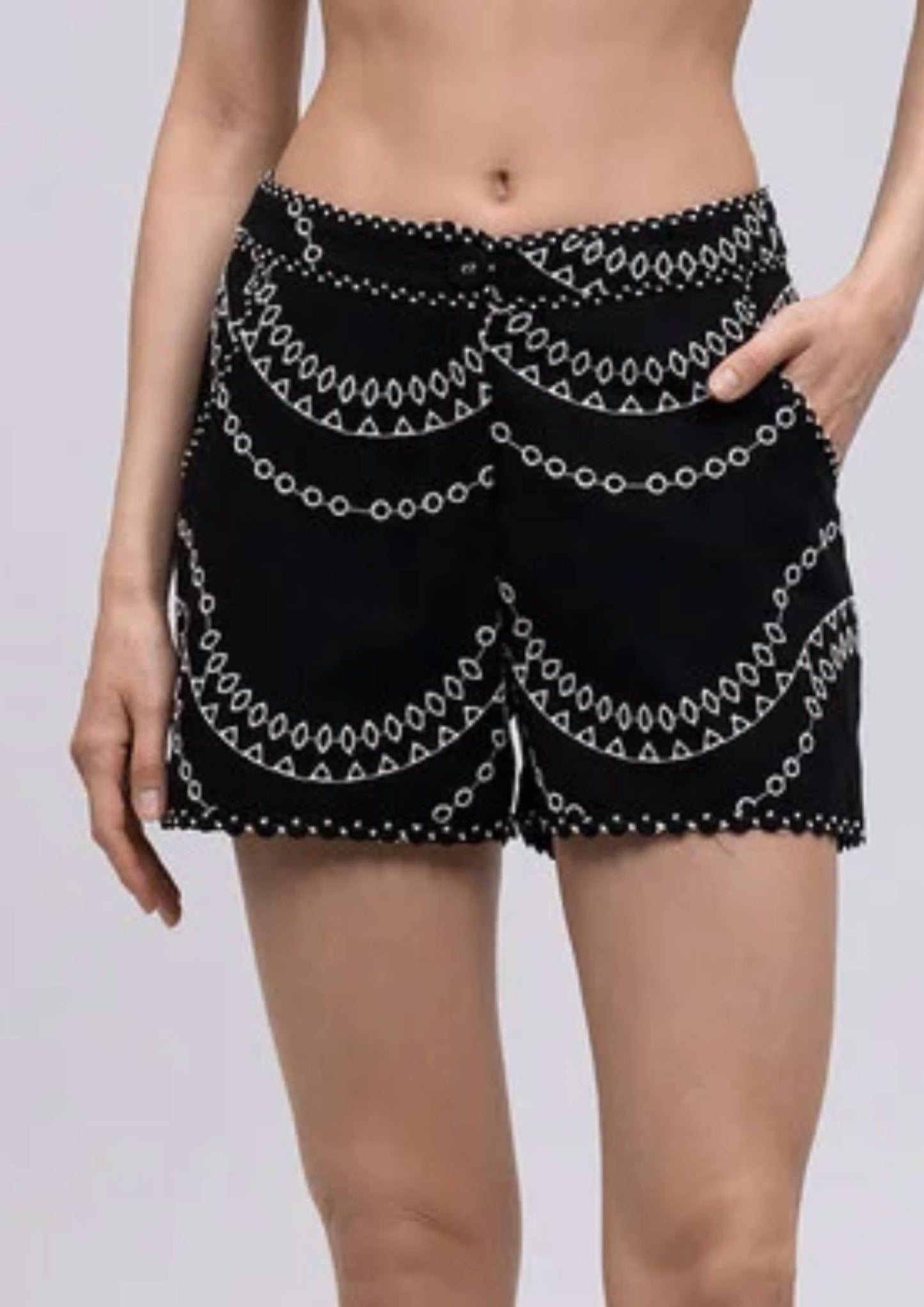 Charo Ruiz - Drea Embroidered Cotton Linen Short