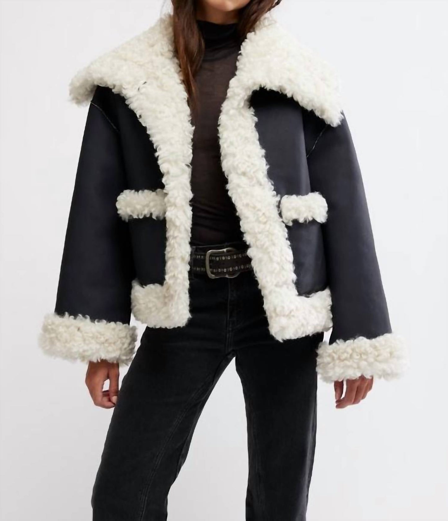 Free People - Kiki Faux Leather Sherpa Jacket