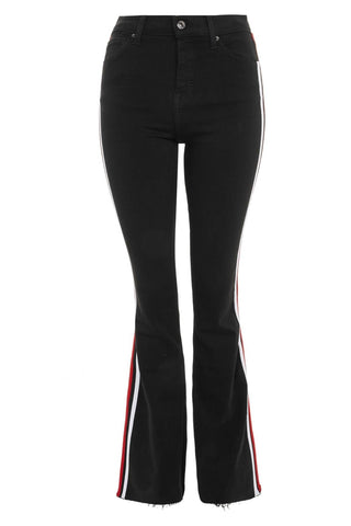Topshop - Calça jeans flare Jamie Moto cintura alta com listras laterais
