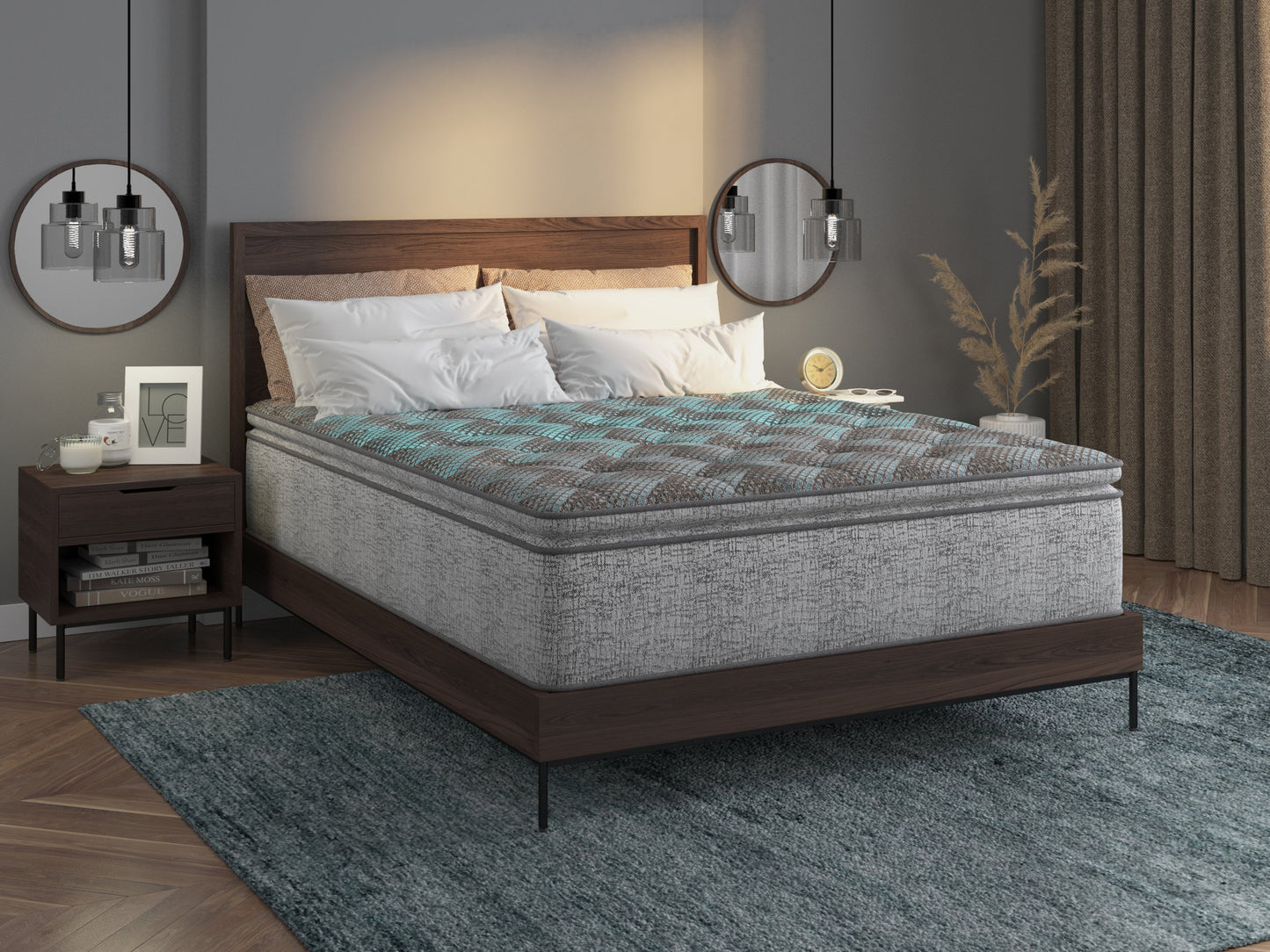 Restonic comfort care 12' hybrid euro top mattress, individual pocketed coil mattress , plush comfort