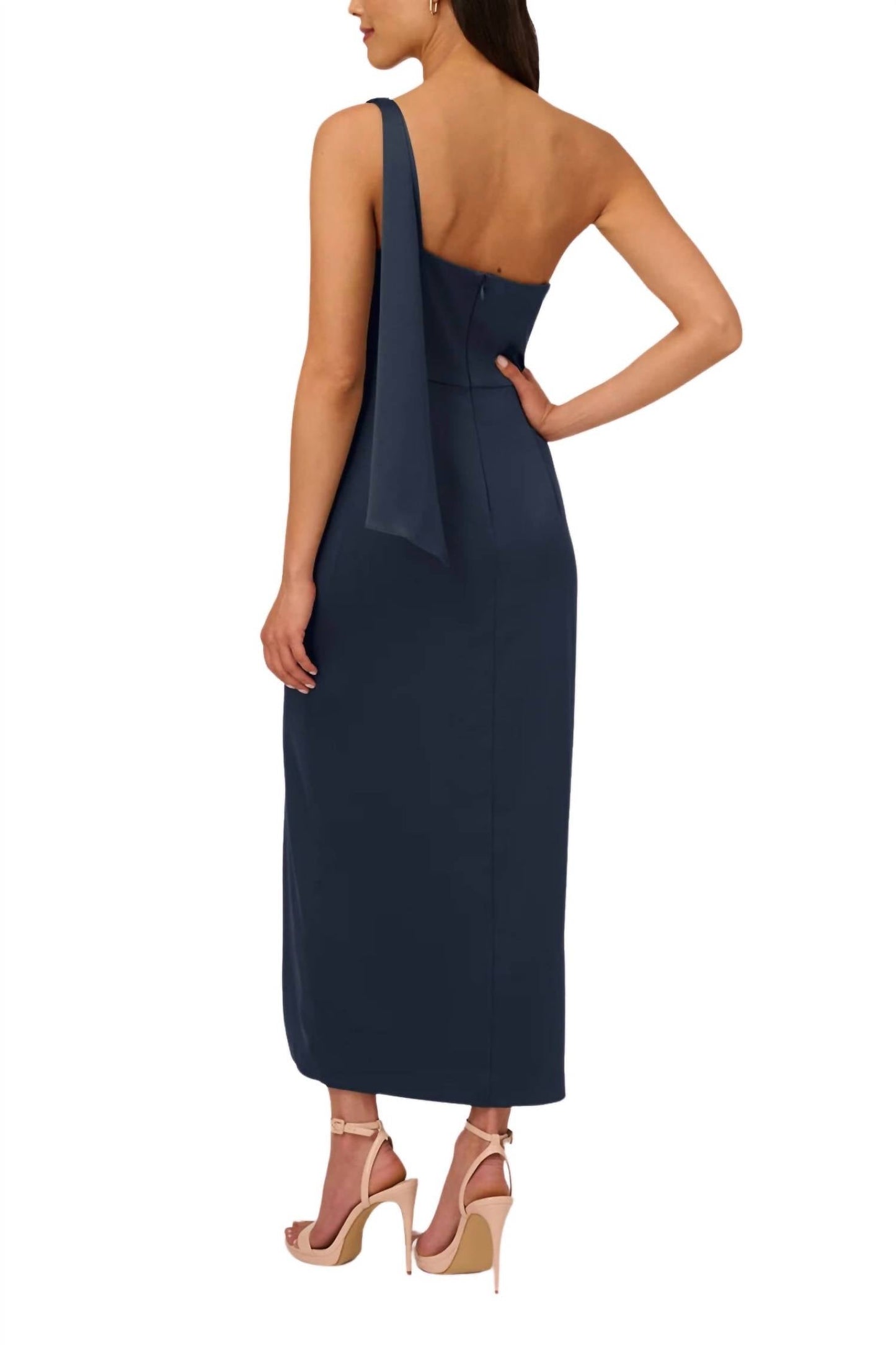 Adrianna Papell - Asymmetrical Neck One Shoulder Crepe Gown