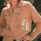 Blue B - Horse Embroidered Zip Up Mock Neck Sweater