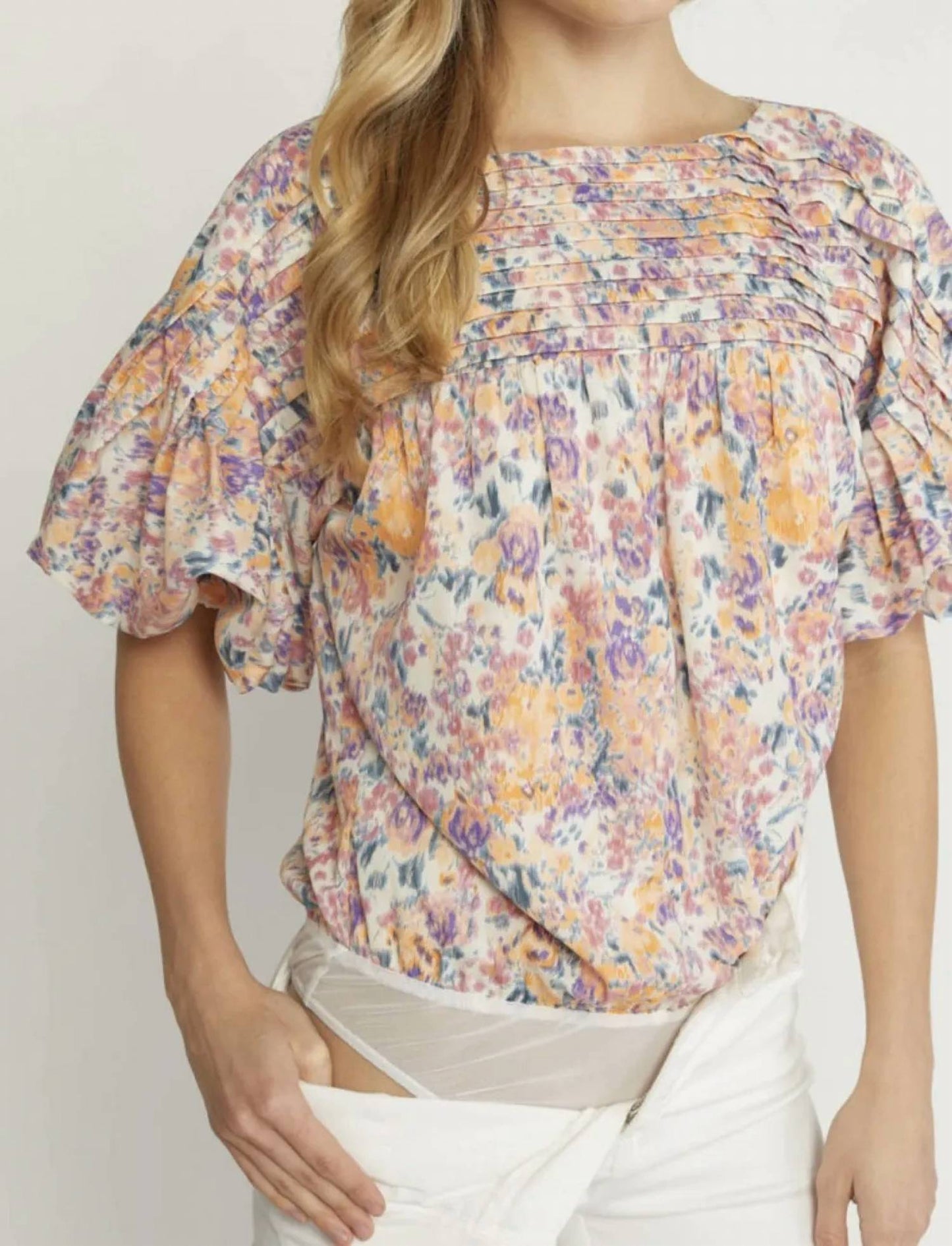 Entro - Floral Pleated Bodysuit