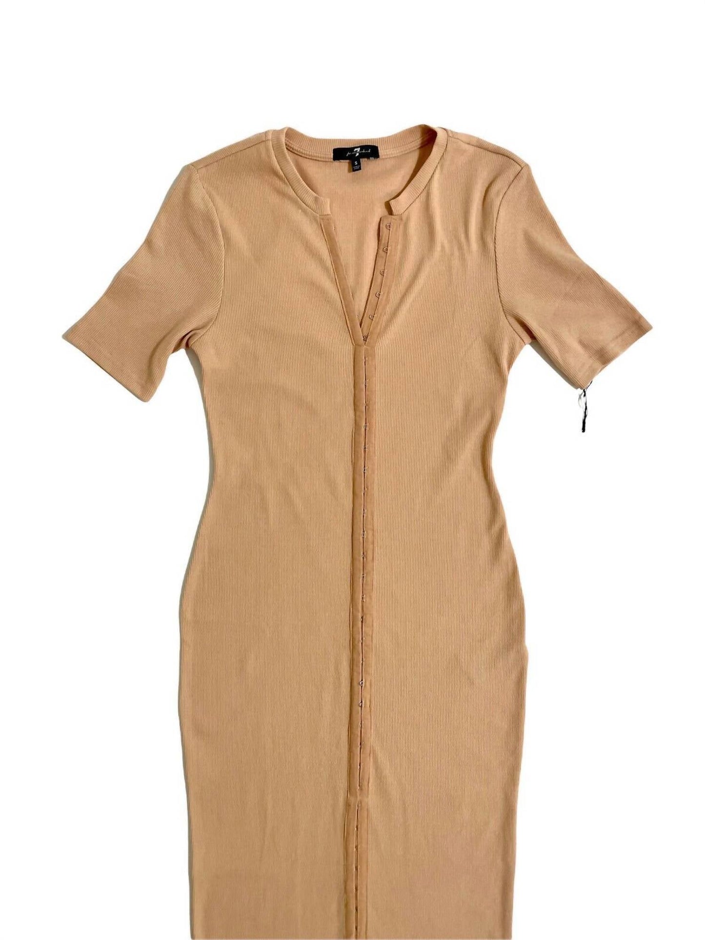 7 For All Mankind - Bodycon Ribbed Short Sleeve Midi Dress