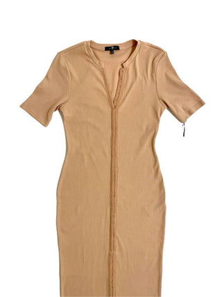 7 For All Mankind - Vestido midi justo com manga curta e nervuras