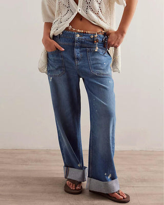 Free People - Calça Jeans Palmer com Punho