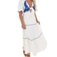 Blue Blush - Embroidered Dreams Tiered Midi Dress
