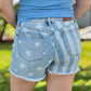 Judy Blue - Mid Rise Stars & Stripes Bleach Denim Short