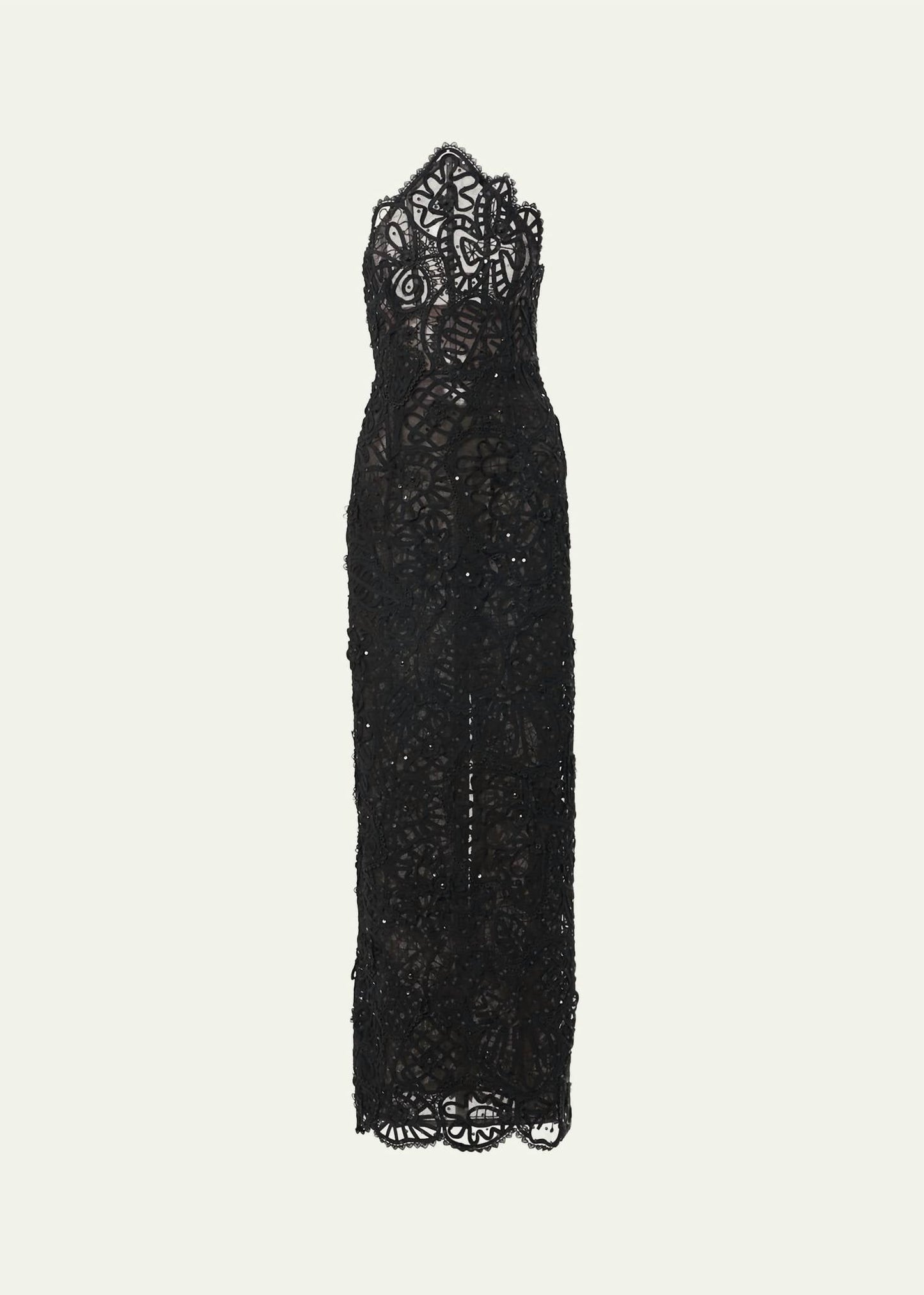 Carolina Herrera - Lace Sequined Strapless Gown