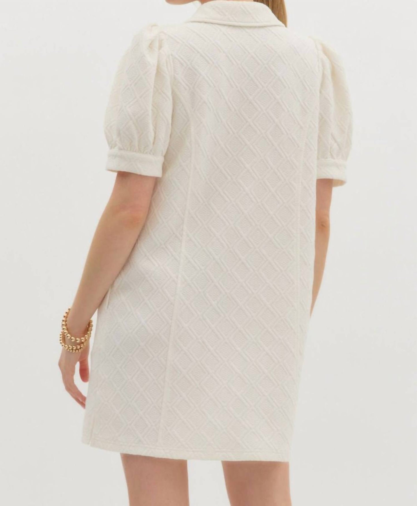 Entro - Textured Puff Sleeve Mini Dress