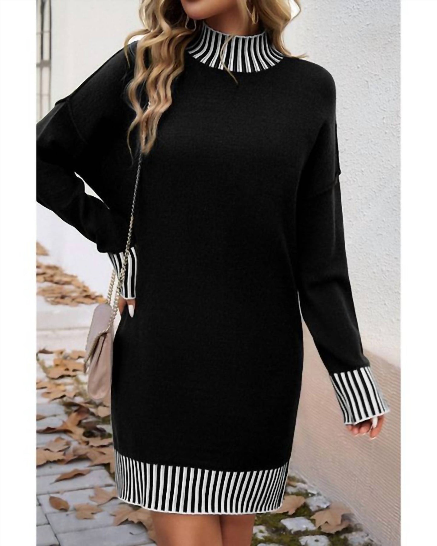 1 The Woman - Turtleneck Pullover Sweater Dress