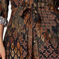 Apricot - Tribal Ikat Patchwork Shirt Dress
