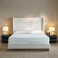Hosford Upholstered Wingback Bed with Wood Base Platform