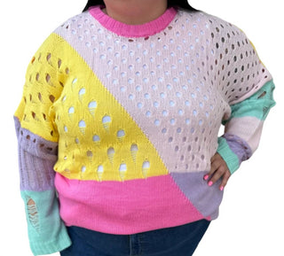 Davi & Dani - Distressed Detail Pullover Sweater