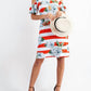143 Story - Bold Stripe Floral Cold Shoulder Dress