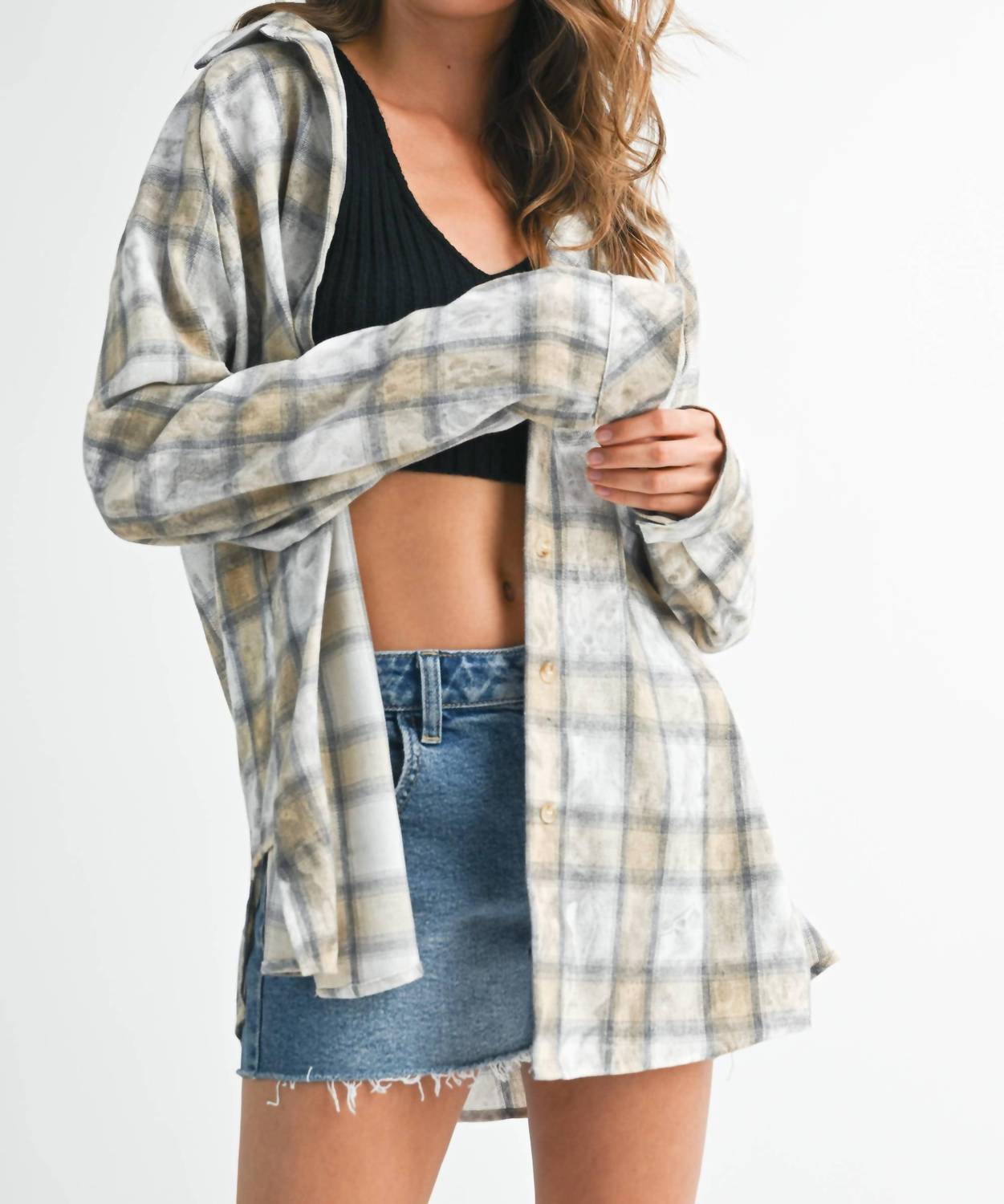 Aemi + Co - Laura Plaid Washed Flannel Button Up Shirt
